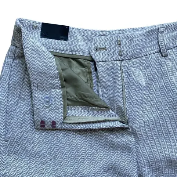 DKNY Slim Bootcut Trouser Womens Sz 2 Grey Herringbone Linen Blend - Picture 4 of 7